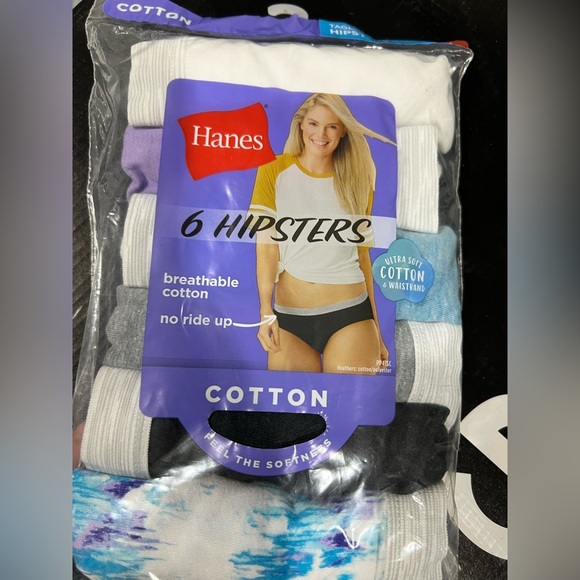 Women’s cotton Hanes hipsters‎ panties underwear Sz 6 pack of 6 new NIP - Picture 1 of 7